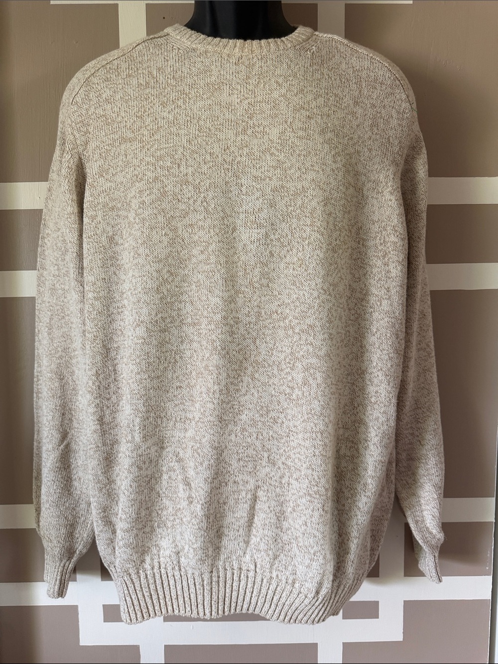 Vtg Gran Sasso for Garys Luxury Cotton Knit Sweater Beige XL 54 Made in Italy